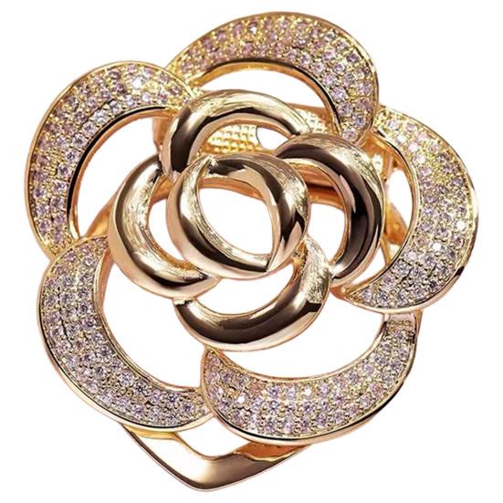Brooch Pin Flower Twist Shape Sparkling Rhinestones Imitation Pearls Decor Scarf Buckle Sweaters Collars Hats Bags Coats Scarves Accessory