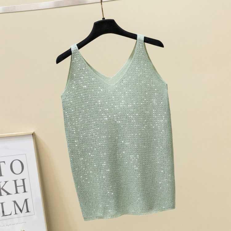 Korean Style Ice Silk Knit Sleeveless Loose Vest Top