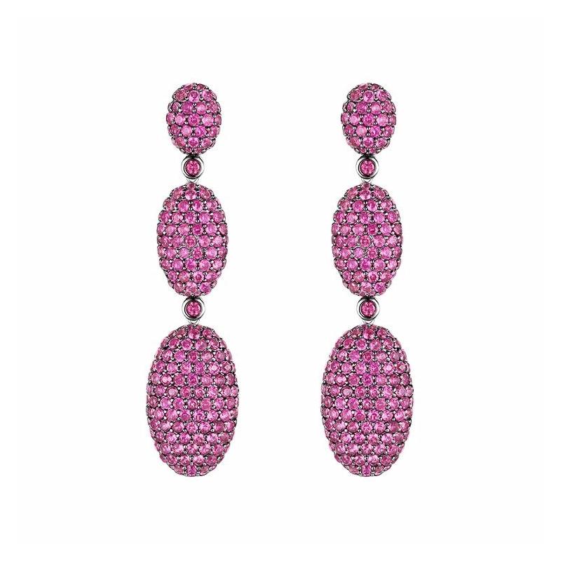 APM Monaco earrings [Romantic Confession] Rose red sweet love pavé zircon earrings, sweet and exquisite sparkling love date gift box set AE14874DKRM