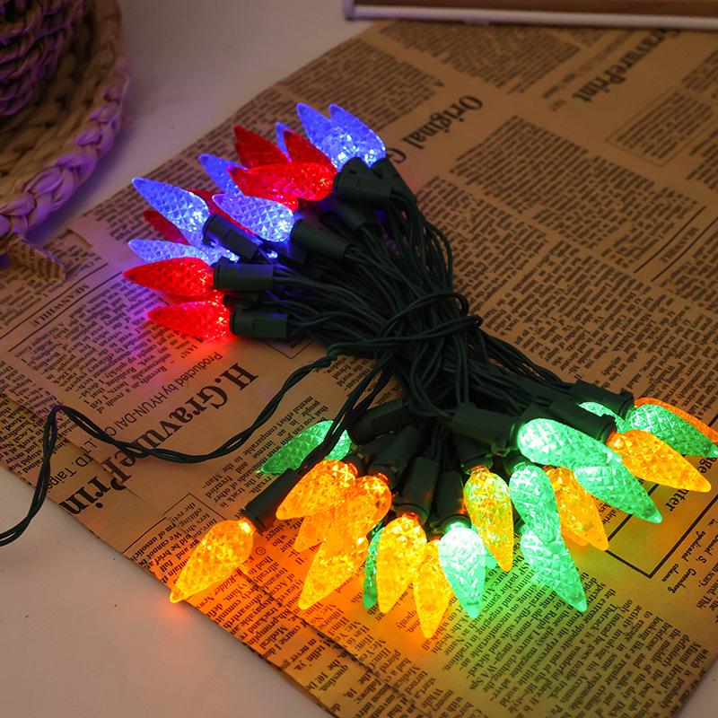 

C6C4 Лала Світлодіодні точкові гірлянди-бульбашки, Водонепроникна вулична садова прикраса, Дизайн полуниці для двору. 5M 50 Lights - Plug-In