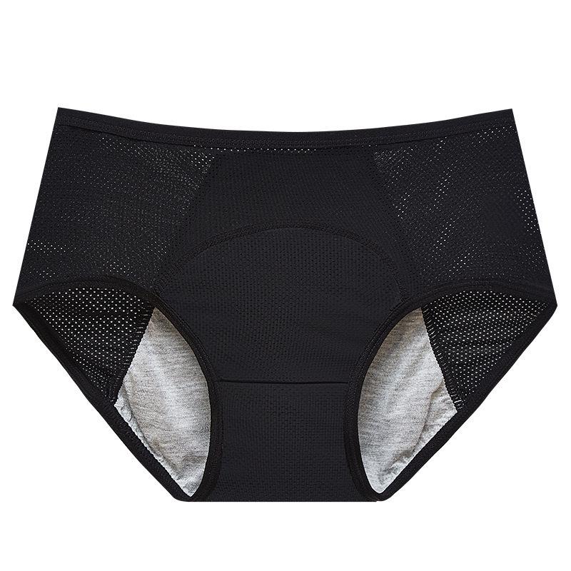 Plus Size Leak-Proof Menstrual Panties with Breathable Mesh, Mid-High Waist for Women