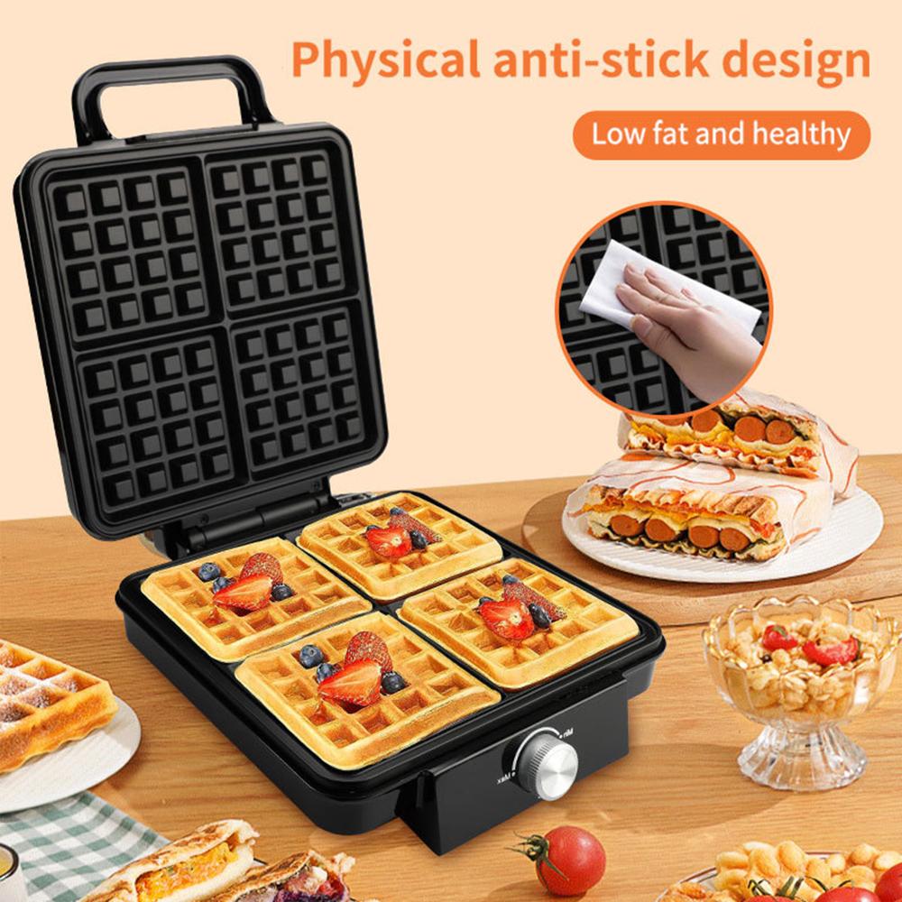 4-Slice 1500W Belgian Waffle Maker Double Heating Non-Stick Egg Cake Oven Pancake Egg Waffle Cake Machine Temperature Control