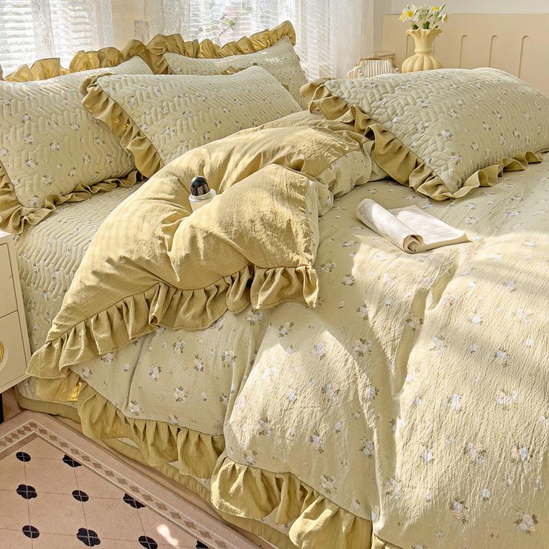 Mei Yun Ge Yun Gan Jacquard Double layer Yarn Bed Cover Han Edition Four piece Set