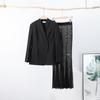 2025 Neuer Damen V-Ausschnitt Blazer Mantel Büro-Outfit Sexy Perspektive Mesh Slim Lange Röcke Anzug Elegant Einfarbig Club Party 2-teilige Sets
