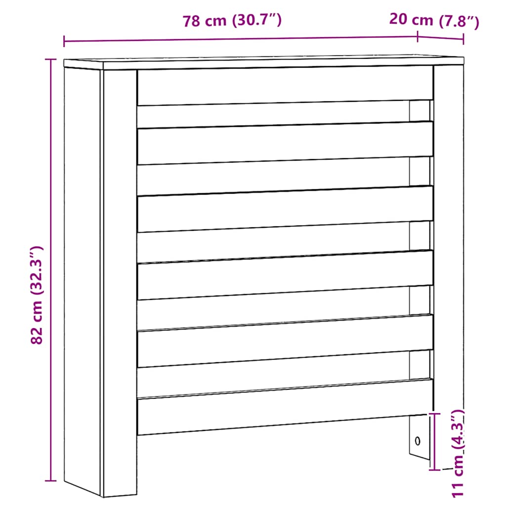 Radiator Cover Artisan Oak 78 x 20 x 82 cm Wood Based Material