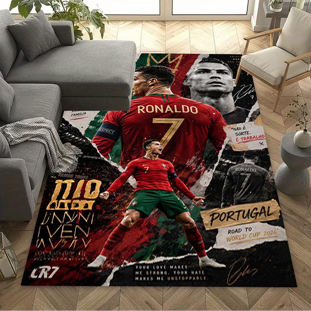 Ronaldo's Legacy Soccer Carpet Design for Outdoor Dormitory Balcony Decorate Room Antislip Carpet Anime Office Decor