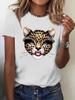 T-shirt d'été vintage pour femme avec imprimé léopard et graphique tigre, manches courtes, respirant, décontracté, col rond, vêtements pour femme