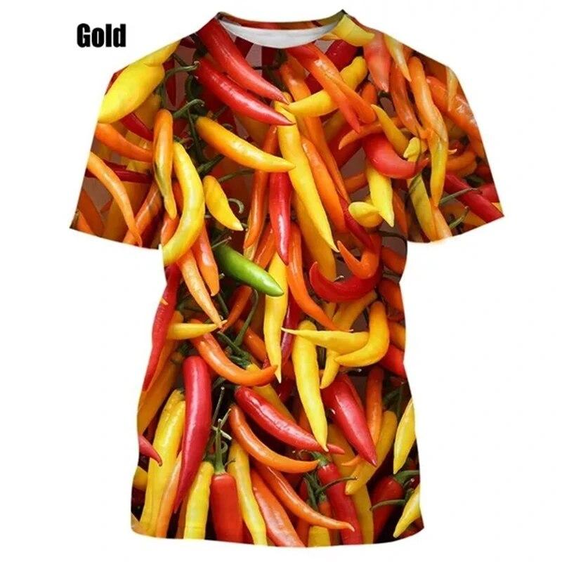 

Персонализированные модные забавные футболки с 3D принтом Chili, креативный узор, футболка унисекс с короткими рукавами в стиле Харадзюку, топы, мужские и женские футболки 6XL