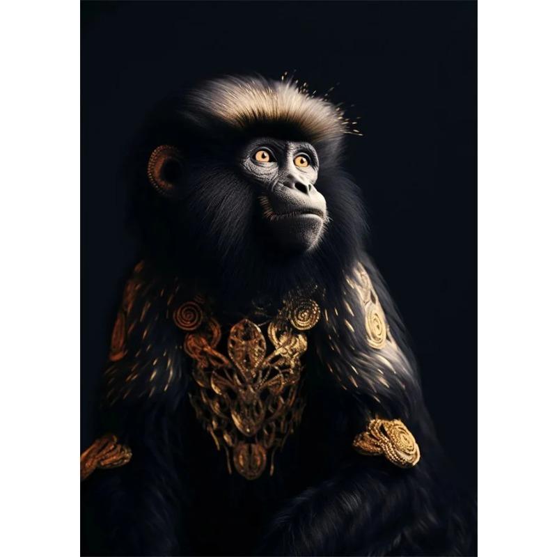 Schwarzes und goldenes Adler-Löwen-Leinwandbild – Nordisches Hirsch-Tiger-Wolf-Schwan-Ästhetik-Poster für Wohnzimmerdekoration, Metallgemälde