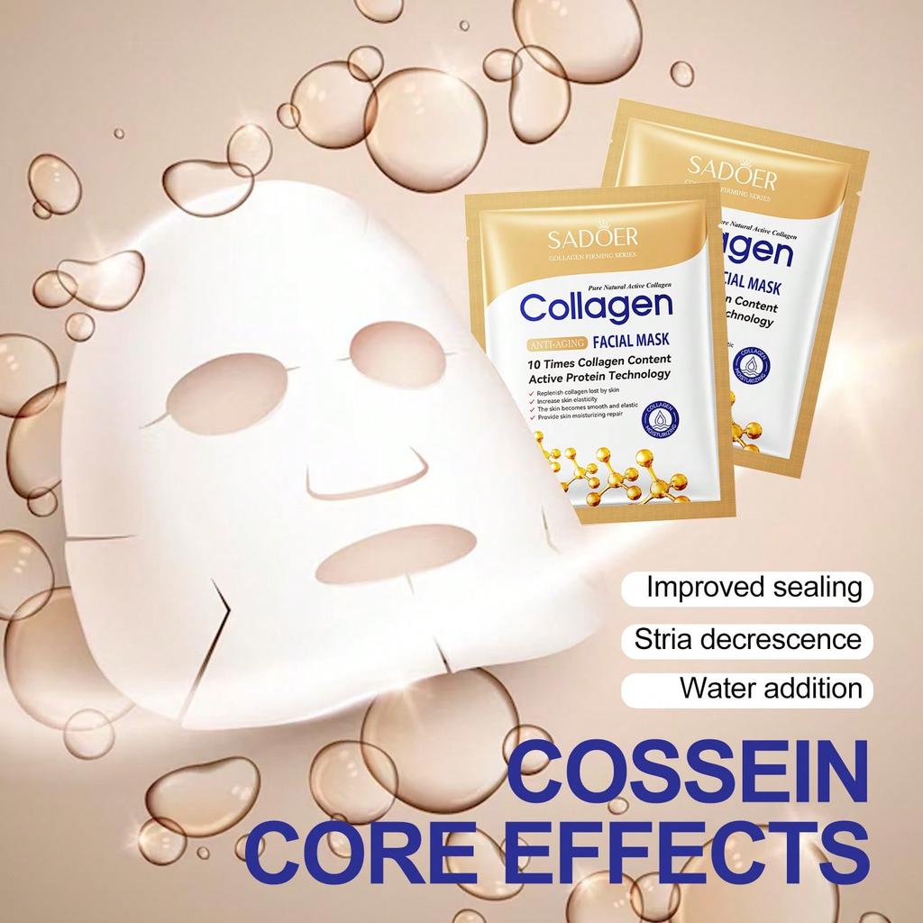 1/3/5/10pcs Collagen Face Mask, Moisturizing, Hydrating, Smooth Skin, Improve Dryness, Facial Care