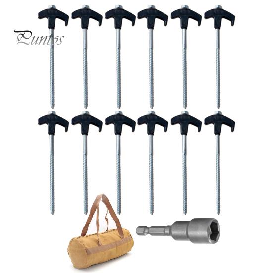 Zelt-Erdnägel, Camping-Heringe mit Aufbewahrungstasche, scharfes Spitzen-Design, einfache Installation, drehbare Bodennägel, Zubehör