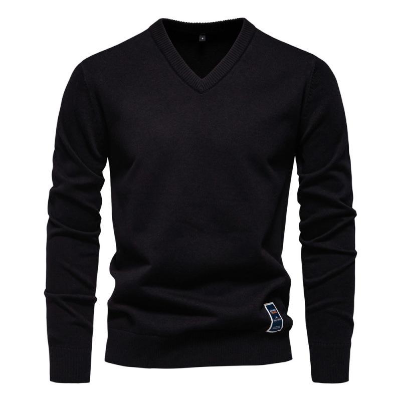 2024 Autumn/Winter Men s Cotton V-Neck Solid Color Sweater Small