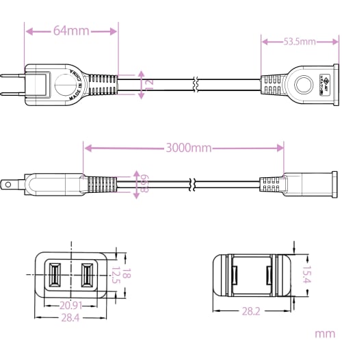 Extension Cord 0.1m~10m 1 Piece Black 10cm~10m 15A 1500W Tracking Resistant Double Covered Insulated Cap AC Adapter Clean Connection Outlet Small Cord