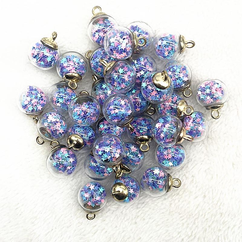 New 16mm Colorful Transparent Ball Glass Star/Round Charms Pendant Find Hair Accessories Jewelry Charms Earring