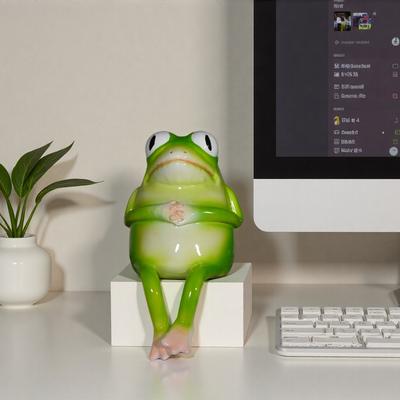 Resin Frog Flower Pot Ornament Home Garden Decoration Frog Ornament Study Office Micro Landscape