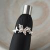 Light Luxury Niche Rhinestone Butterfly Rings for Women Girls Gentle Temperament Silver Color Open Rings Birthday Jewelry Gifts