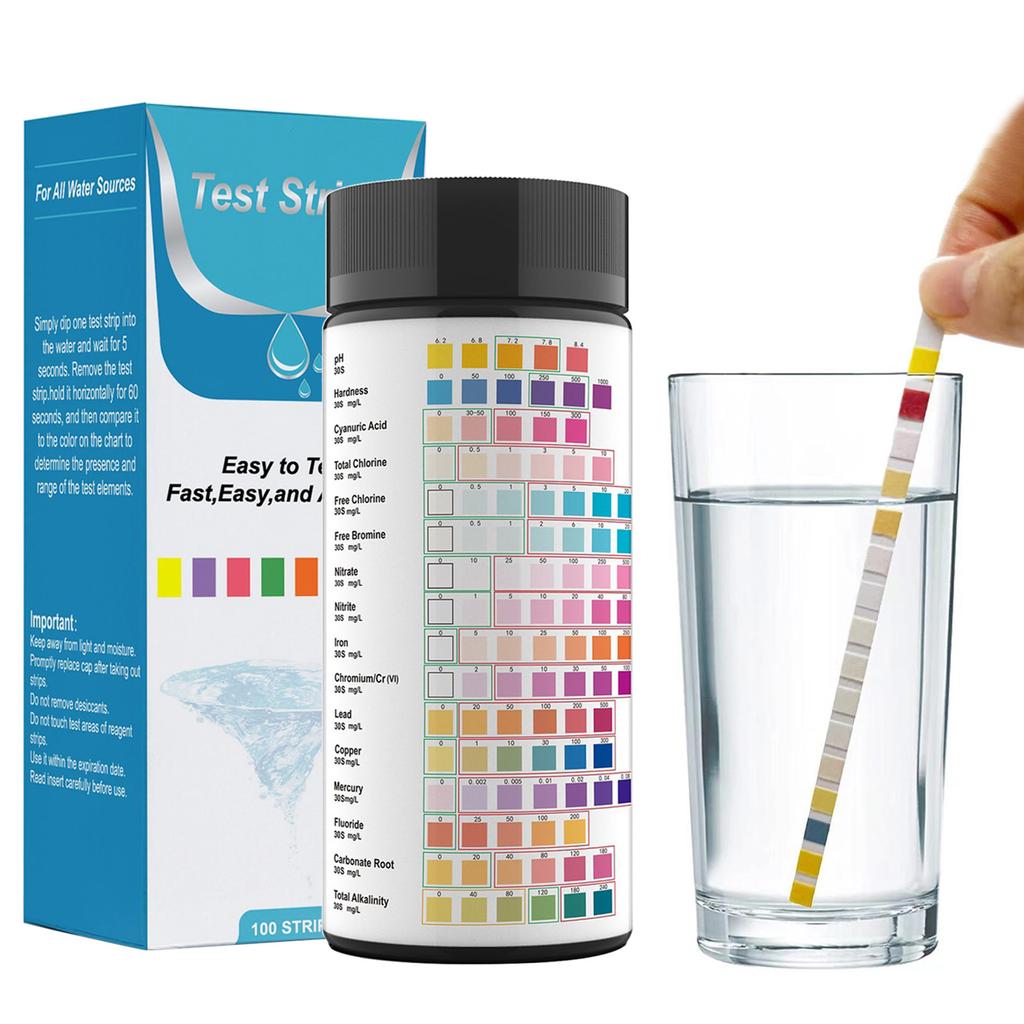 16 in 1 Drinking Water Test Kits 100 Strips Home Water Quality Test Tap Water Easy Testing for Hardness PH Value
