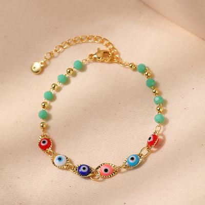Dropwise Glaze Colorful Eyes Beads  Bracelet for Women Vintage Sweet Chain Party Jewelry Birthday Gifts