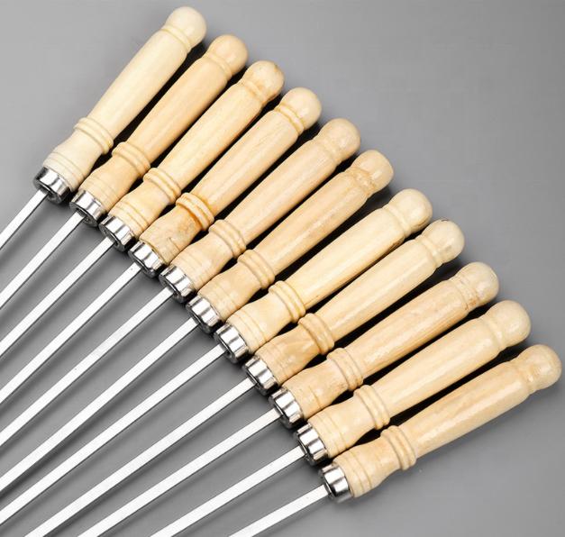 Edelstahl Schaschlik Grillspieße Set Flache Grillspieße Wiederverwendbare Grillstäbe Metall Grillspieße für Shish