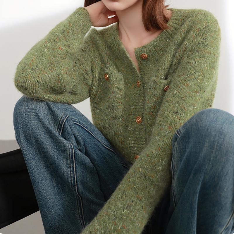 

HELIAR Женский однобортный кардиган, свитер, вязаный с длинным рукавом и V-образным вырезом, элегантный офисный свитер, пальто, однотонная теплая куртка, осень-зима One Size