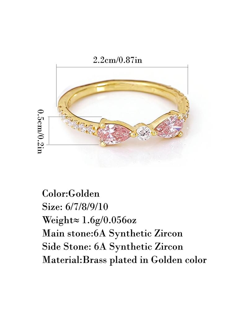 Exquisite Pink Bow-shaped Zircon Gold Ring-stackable Jewelry-ladies Jewelry