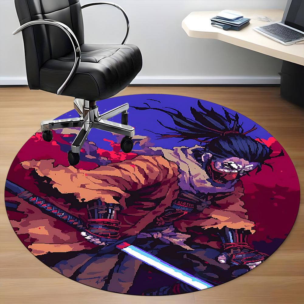 1PC Samurai Warrior Office Round Area Rug, Indoor Mat Suitable For Office, Under Office Chairs Bedroom Living Room Home Decor DT1212102