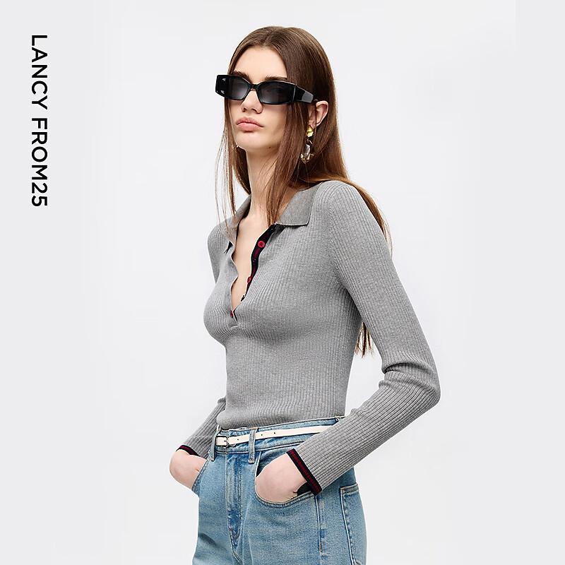 EiLEEN ELITEE Old Money Style Polo Collar Knit Sweater