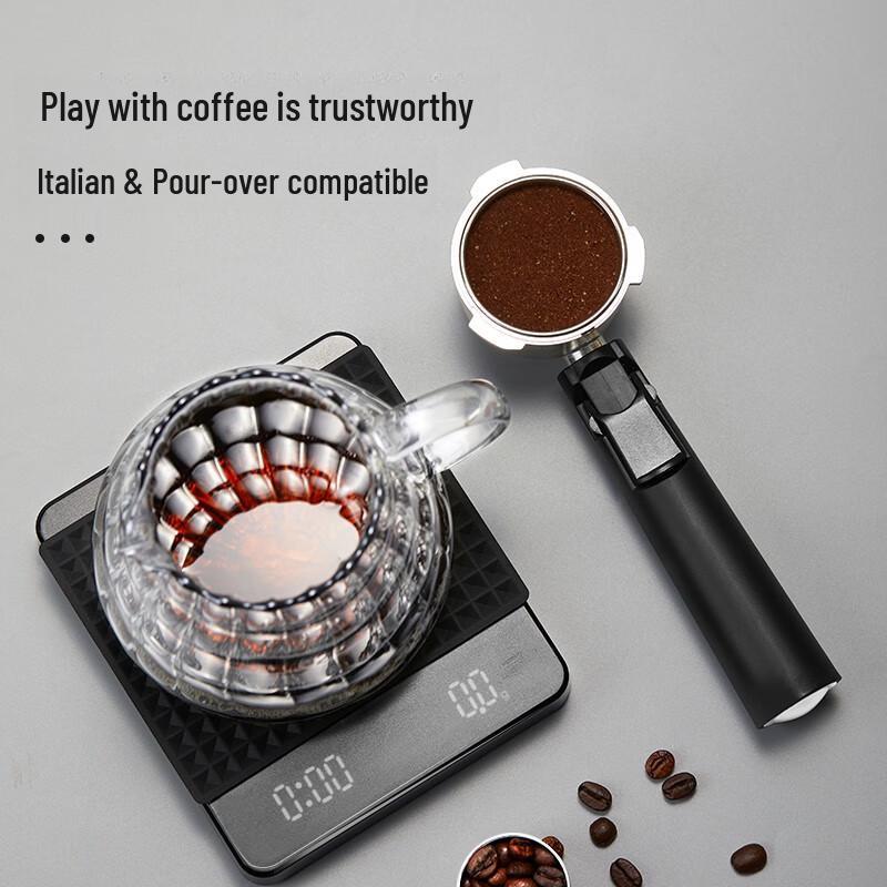 Black 3kg/0.1g Electronic Coffee Scale with Timer for Hand-Poured Italian Coffee