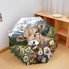 1 szt. Automatyczny Składany Parasol - Wzór Krowa w Kwiatach, Przenośna i Składana Konstrukcja z 8 Żebrami, Prezenty Bożonarodzeniowe i Urodzinowe
