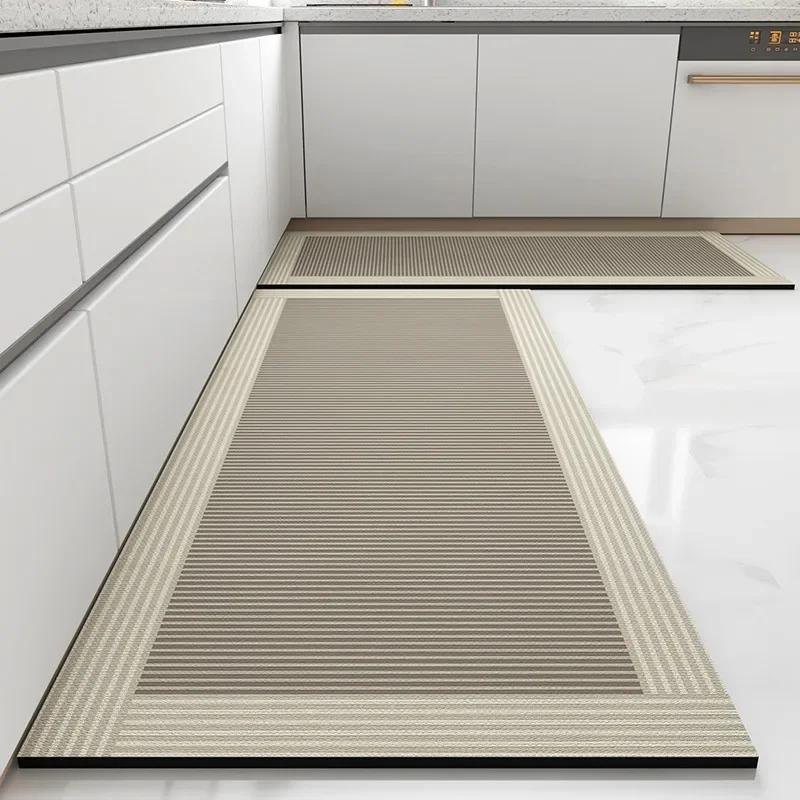 Kitchen Floor Mat Absorbent Non-slip Carpet Quick-drying Diatom Mud Oil Absorption Long Foot Mats Gray Rug Home Decoration Rugs