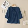 ZANZEA Women Casual Round Neck Solid Color 3/4 Sleeve Summer Blouse