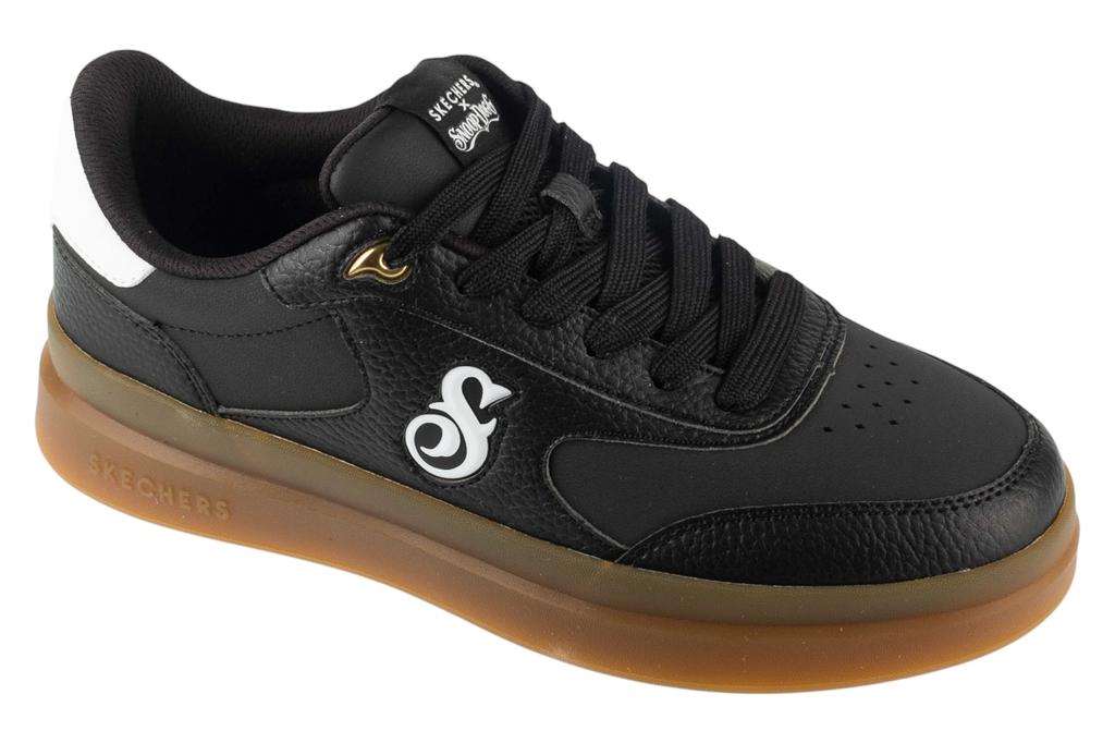 Skechers Duraleather Lace Up Snoop Cupsole Sneaker, Mens black Sneakers