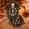 Women's Halloween Printed 2 Piece Pajama Set for Casual and Comfortable Sleepwear