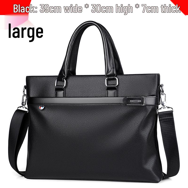 Men's Large Capacity Soft Leather Business Briefcase - A4 Shoulder and Crossbody Computer Bag