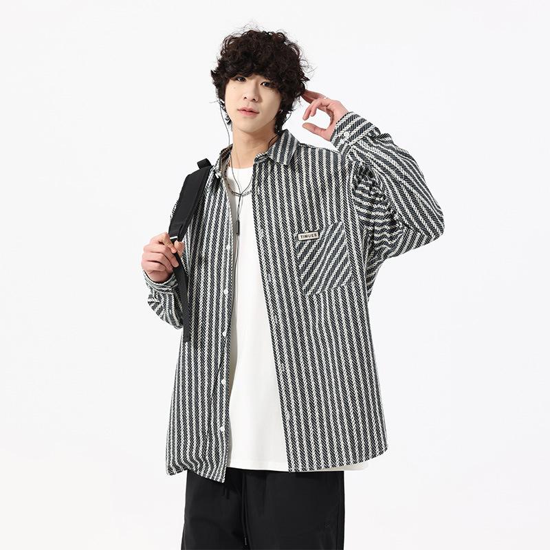 Trendy Spring and Autumn Shirt Jacket Men's Loose Casual Denim Pure Cotton Long-sleeved Youth Shirt