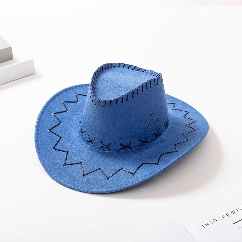 Unisex Western Faux Suede Cowboy Hat - Sun Protection for Outdoor Leisure & Travel