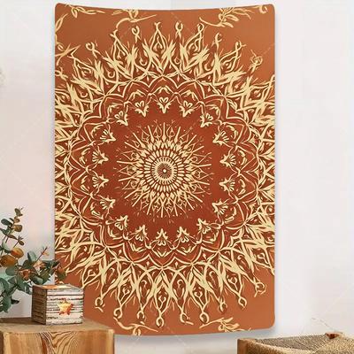 1 st Muurkleding Boho Mandala Tapijt - Rustiek Oranje & Goud Bloemen Wandkleed voor Boheemse Decoratie