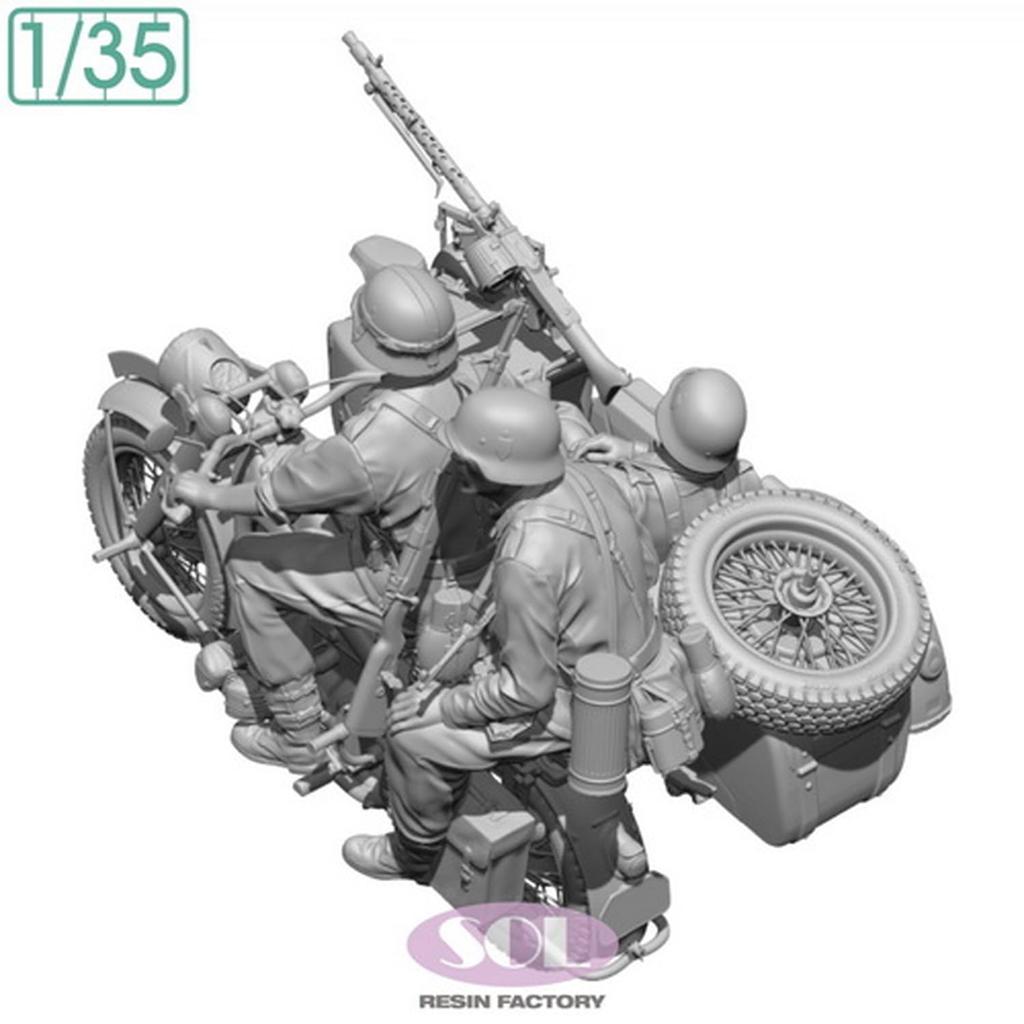 Sol Model WWII German KS750 Military Sidecar with 3 Crew 3D Printer Kit MM879 1/35 Members, (Motorcycle)