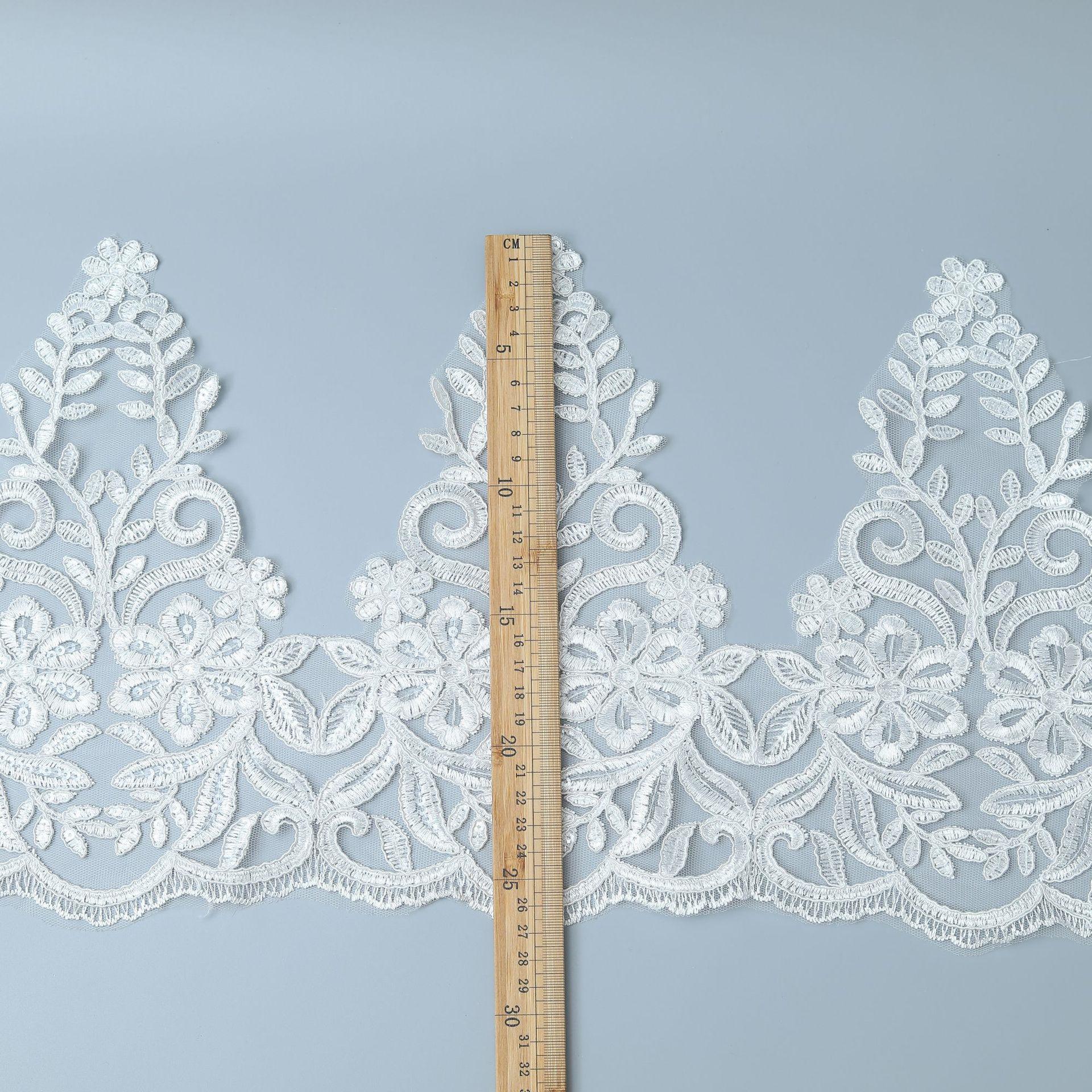 

Car Bone Lace Eyelash Lace Wedding Dress Children S Clothing Hanfu Women S Clothing Mother Clothing Accessories White/width 27CM