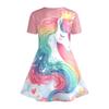 Girl Rainbow Unicorn Printed T-shirt Dress Fairy Tale Party Role Playing Pink Casual Dress Suitable for Birthday Gifts