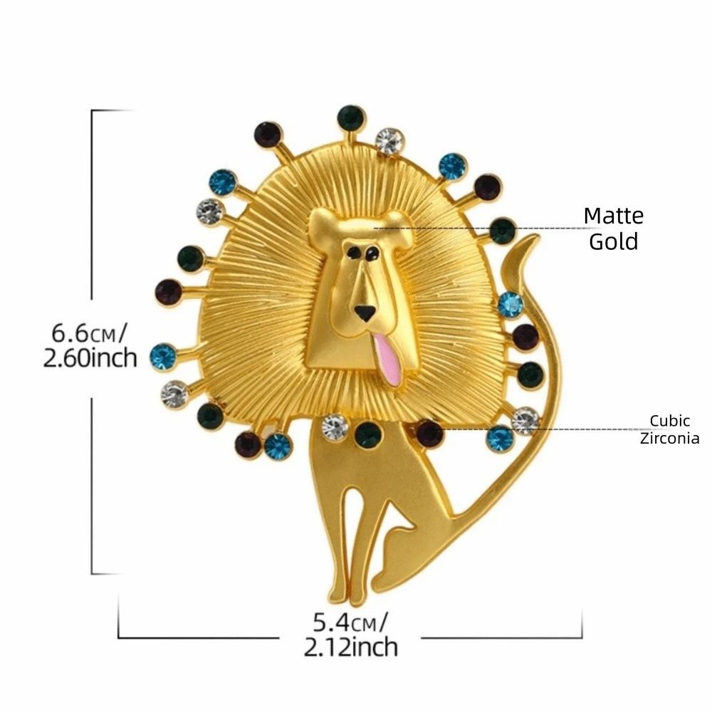 Irregular Lion Rhinestone Brooch Vintage Glaze Badge Pin Suit Accessories  Clothes Accessories