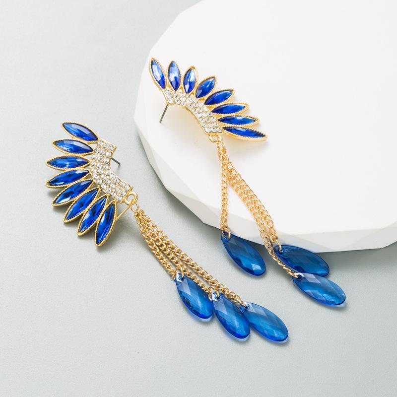 Women's Earring Tassels Long Wing Alloy Rhinestone Temperament Premium Drops Earrings