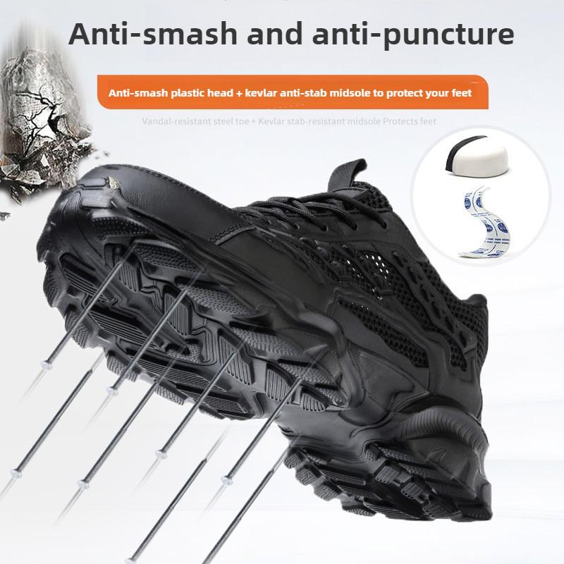 Summer Breathable Safety Shoes Lightweight Work Shoes For Men Women Working Boots With Plastic Toe Insulation 6Kv Work Sneakers