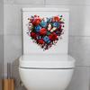 Valentine's Day Toilet Sticker Rose Flower Heart Shaped Toilet Lid Tank Decals Self-Adhesive Waterproof PVC Bathroom Wall Sticker