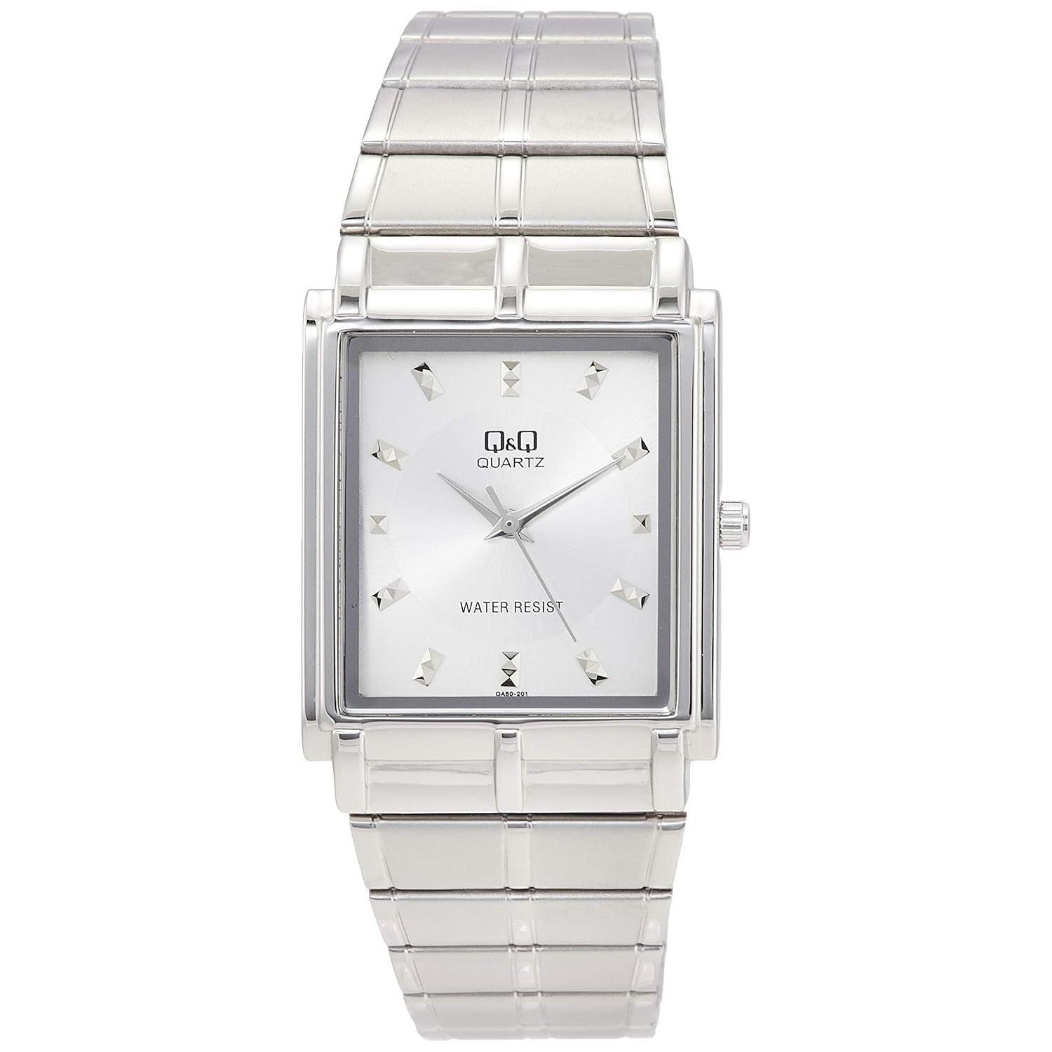 Мужские аналоговые классические наручные часы Citizen QQ QA80-201 Серебристые