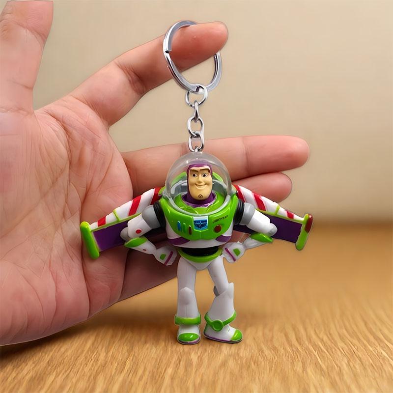Keychain Set Buzz Lightyear Woody Rex Forky Mr Potato Head PVC Pendant Bell Key Chain For Bag Accessories Gift For Fan