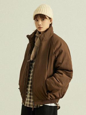 Melanoid Unisex Retro Cotton Jacket - Stand Collar, Loose Fit, Thick Texture for Autumn/Winter