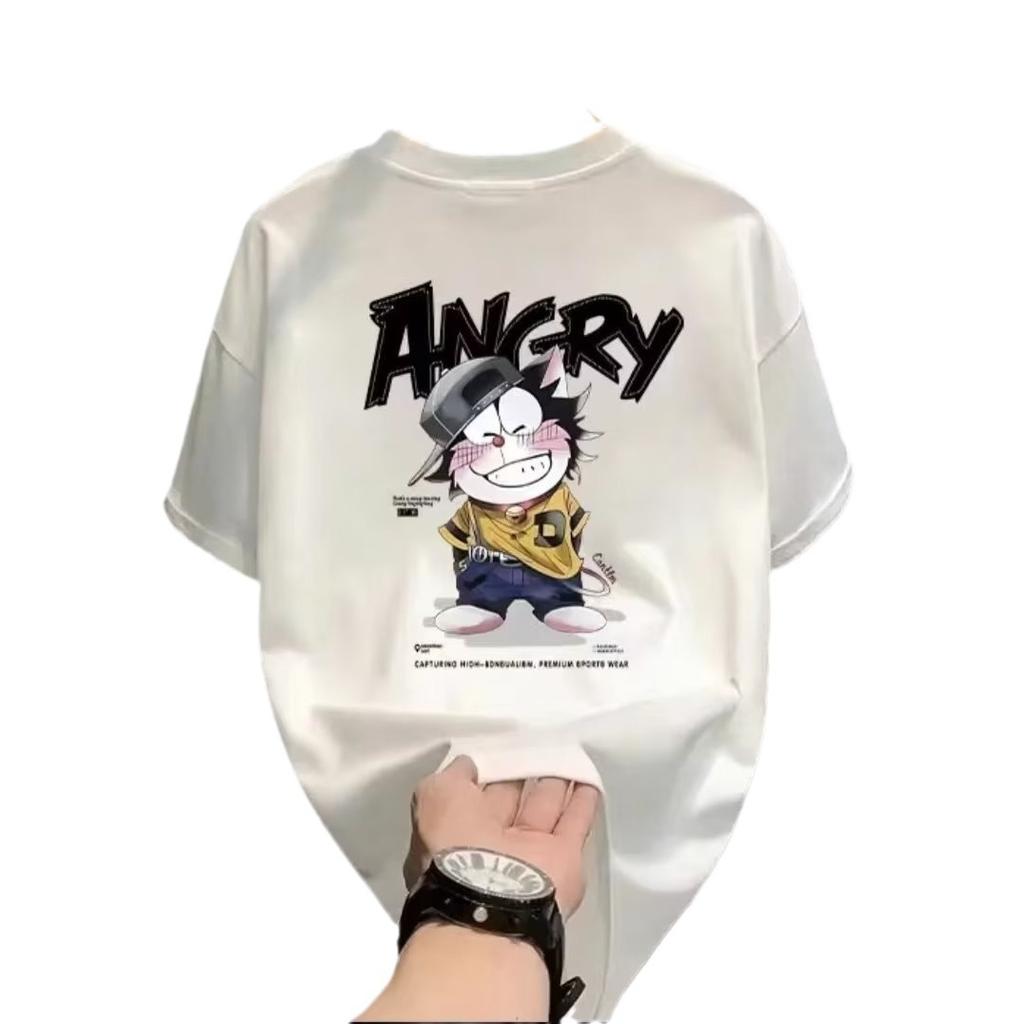 American Trendy Brand High-End Pure Cotton Men'S Printed Short-Sleeved T-Shirt Trendy Casual Round Neck T-Shirt Men'S