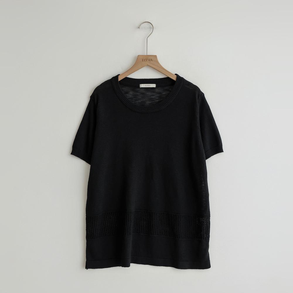 ELYSIA Repeat Round Punching Short Sleeve Knit Tee