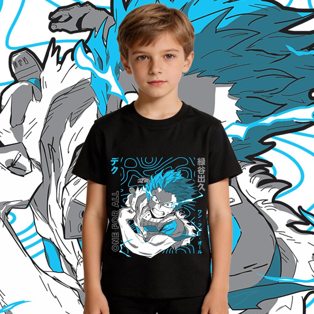My Hero Academia Midoriya Anime Print Kids Cotton T Shirt Boys Girls Casual Summer Top